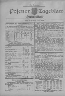 Posener Tageblatt. Handelsblatt 1906.04.28 Jg.45
