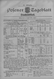 Posener Tageblatt. Handelsblatt 1906.08.31 Jg.45