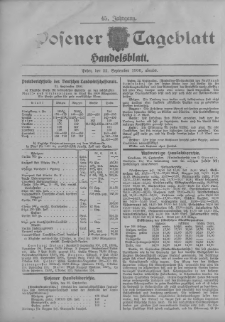 Posener Tageblatt. Handelsblatt 1906.09.22 Jg.45