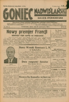 Goniec Nadwiślański: Głos Pomorski: Niezależne pismo poranne, poświęcone sprawom stanu średniego 1933.10.28 Nr249