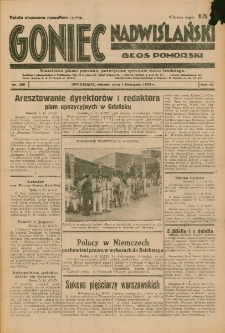 Goniec Nadwiślański: Głos Pomorski: Niezależne pismo poranne, poświęcone sprawom stanu średniego 1933.11.07 Nr256