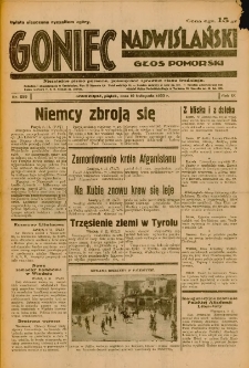 Goniec Nadwiślański: Głos Pomorski: Niezależne pismo poranne, poświęcone sprawom stanu średniego 1933.11.10 Nr259