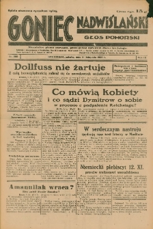 Goniec Nadwiślański: Głos Pomorski: Niezależne pismo poranne, poświęcone sprawom stanu średniego 1933.11.11 Nr260