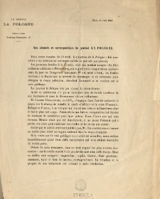 Aux abonn&eacute;s et correspondants du journal La Pologne [Inc.: Dans notre num&eacute;ro du 10 avril, la r&eacute;daction de la Pologne a fait conna&icirc;tre &agrave; ses lecteurs un m&eacute;compte qu'elle...]