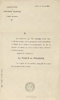 [Zawiadomienie Inc.:] "La conf&eacute;rence que Th. Szretter devait faire, le 30 mai courant, sous la pr&eacute;sidence de Fl. Trawiński ...
