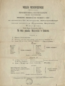Wiecz&oacute;r Mickiewiczowski urządzony staraniem Stowarzyszenia Byłych Uczni&oacute;w Szkoły Batiniolskiej i Towarzystwa Filharmonicznego Polskiego w Paryżu ...