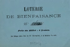 [Bilet loteryjny Inc.:] "Loterie de Bienfaisance No 612 Prix du Billet : 5 francs