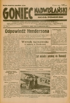 Goniec Nadwiślański: Głos Pomorski: Niezależne pismo poranne, poświęcone sprawom stanu średniego 1933.10.18 Nr240