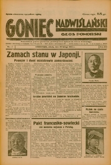 Goniec Nadwiślański: Głos Pomorski: Niezależne pismo poranne, poświęcone sprawom stanu średniego 1936.02.29 R.12 Nr50