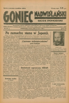 Goniec Nadwiślański: Głos Pomorski: Niezależne pismo poranne, poświęcone sprawom stanu średniego 1936.03.03 R.12 Nr52
