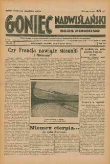 Goniec Nadwiślański: Głos Pomorski: Niezależne pismo poranne, poświęcone sprawom stanu średniego 1936.03.05 R.12 Nr54