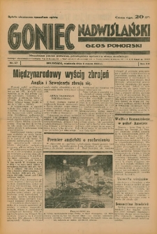 Goniec Nadwiślański: Głos Pomorski: Niezależne pismo poranne, poświęcone sprawom stanu średniego 1936.03.08 R.12 Nr57