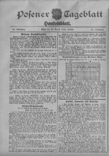 Posener Tageblatt. Handelsblatt 1912.08.10 Jg.51