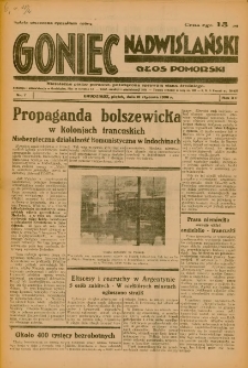 Goniec Nadwiślański: Głos Pomorski: Niezależne pismo poranne, poświęcone sprawom stanu średniego 1936.01.10 R.12 Nr7