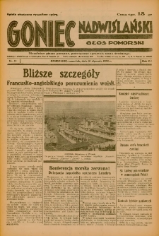 Goniec Nadwiślański: Głos Pomorski: Niezależne pismo poranne, poświęcone sprawom stanu średniego 1936.01.16 R.12 Nr12
