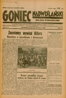 Goniec Nadwiślański: Głos Pomorski: Niezależne pismo poranne, poświęcone sprawom stanu średniego 1936.01.28 R.12 Nr22