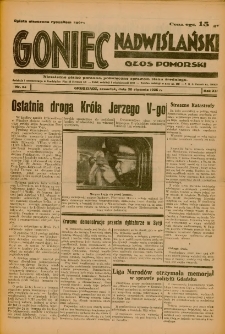 Goniec Nadwiślański: Głos Pomorski: Niezależne pismo poranne, poświęcone sprawom stanu średniego 1936.01.30 R.12 Nr24