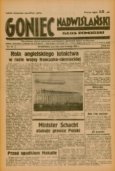 Goniec Nadwiślański: Głos Pomorski: Niezależne pismo poranne, poświęcone sprawom stanu średniego 1936.02.06 R.12 Nr30