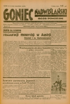 Goniec Nadwiślański: Głos Pomorski: Niezależne pismo poranne, poświęcone sprawom stanu średniego 1936.02.14 R.12 Nr37