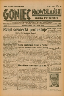 Goniec Nadwiślański: Głos Pomorski: Niezależne pismo poranne, poświęcone sprawom stanu średniego 1936.02.19 R.12 Nr41