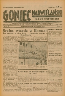 Goniec Nadwiślański: Głos Pomorski: Niezależne pismo poranne, poświęcone sprawom stanu średniego 1936.02.20 R.12 Nr42