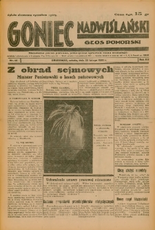 Goniec Nadwiślański: Głos Pomorski: Niezależne pismo poranne, poświęcone sprawom stanu średniego 1936.02.22 R.12 Nr44