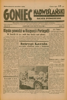 Goniec Nadwiślański: Głos Pomorski: Niezależne pismo poranne, poświęcone sprawom stanu średniego 1936.02.26 R.12 Nr47