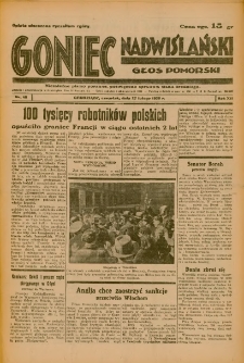 Goniec Nadwiślański: Głos Pomorski: Niezależne pismo poranne, poświęcone sprawom stanu średniego 1936.02.27 R.12 Nr48