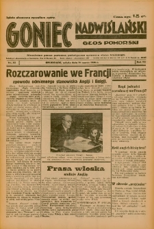 Goniec Nadwiślański: Głos Pomorski: Niezależne pismo poranne, poświęcone sprawom stanu średniego 1936.03.14 R.12 Nr62