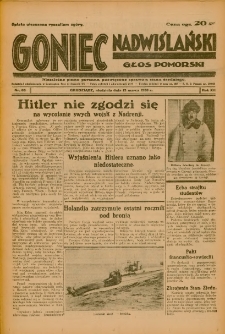 Goniec Nadwiślański: Głos Pomorski: Niezależne pismo poranne, poświęcone sprawom stanu średniego 1936.03.15 R.12 Nr63