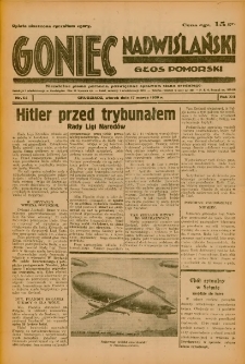 Goniec Nadwiślański: Głos Pomorski: Niezależne pismo poranne, poświęcone sprawom stanu średniego 1936.03.17 R.12 Nr64