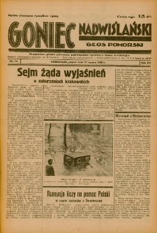 Goniec Nadwiślański: Głos Pomorski: Niezależne pismo poranne, poświęcone sprawom stanu średniego 1936.03.27 R.12 Nr73