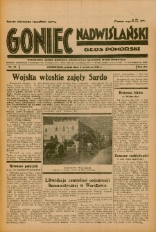 Goniec Nadwiślański: Głos Pomorski: Niezależne pismo poranne, poświęcone sprawom stanu średniego 1936.04.03 R.12 Nr79