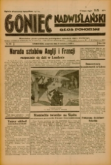 Goniec Nadwiślański: Głos Pomorski: Niezależne pismo poranne, poświęcone sprawom stanu średniego 1936.04.09 R.12 Nr84