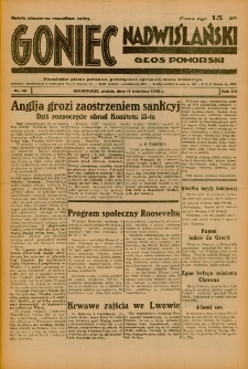 Goniec Nadwiślański: Głos Pomorski: Niezależne pismo poranne, poświęcone sprawom stanu średniego 1936.04.17 R.12 Nr90