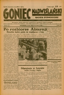 Goniec Nadwiślański: Głos Pomorski: Niezależne pismo poranne, poświęcone sprawom stanu średniego 1936.04.22 R.12 Nr94
