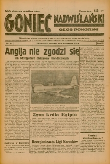 Goniec Nadwiślański: Głos Pomorski: Niezależne pismo poranne, poświęcone sprawom stanu średniego 1936.04.30 R.12 Nr101