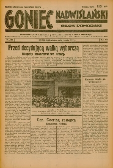 Goniec Nadwiślański: Głos Pomorski: Niezależne pismo poranne, poświęcone sprawom stanu średniego 1936.05.01 R.12 Nr102