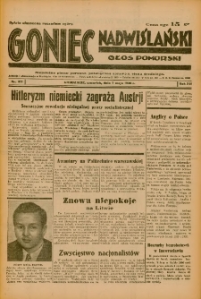 Goniec Nadwiślański: Głos Pomorski: Niezależne pismo poranne, poświęcone sprawom stanu średniego 1936.05.07 R.12 Nr107