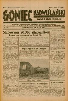 Goniec Nadwiślański: Głos Pomorski: Niezależne pismo poranne, poświęcone sprawom stanu średniego 1936.05.26 R.12 Nr122
