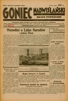 Goniec Nadwiślański: Głos Pomorski: Niezależne pismo poranne, poświęcone sprawom stanu średniego 1936.05.31 R.12 Nr127