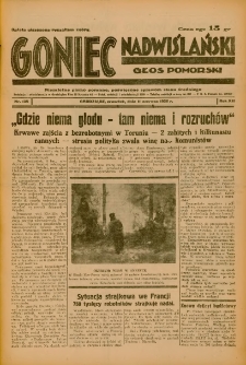 Goniec Nadwiślański: Głos Pomorski: Niezależne pismo poranne, poświęcone sprawom stanu średniego 1936.06.11 R.12 Nr135