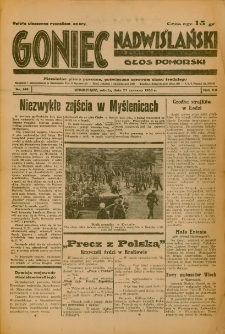 Goniec Nadwiślański: Głos Pomorski: Niezależne pismo poranne, poświęcone sprawom stanu średniego 1936.06.27 R.12 Nr148