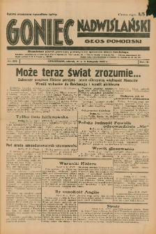 Goniec Nadwiślański: Głos Pomorski: Niezależne pismo poranne, poświęcone sprawom stanu średniego 1933.11.14 Nr262