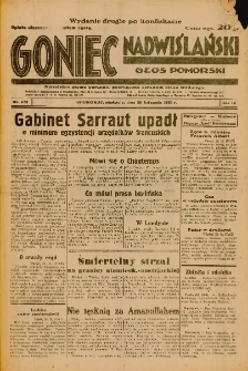 Goniec Nadwiślański: Głos Pomorski: Niezależne pismo poranne, poświęcone sprawom stanu średniego 1933.11.26 Nr273