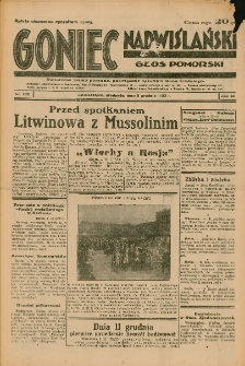 Goniec Nadwiślański: Głos Pomorski: Niezależne pismo poranne, poświęcone sprawom stanu średniego 1933.12.03 Nr279