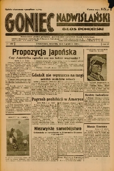Goniec Nadwiślański: Głos Pomorski: Niezależne pismo poranne, poświęcone sprawom stanu średniego 1933.12.07 Nr282