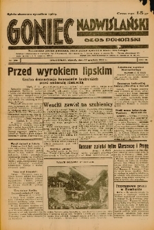 Goniec Nadwiślański: Głos Pomorski: Niezależne pismo poranne, poświęcone sprawom stanu średniego 1933.12.19 Nr291
