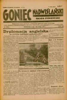 Goniec Nadwiślański: Głos Pomorski: Niezależne pismo poranne, poświęcone sprawom stanu średniego 1936.07.08 R.12 Nr156