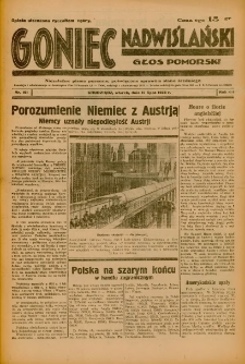 Goniec Nadwiślański: Głos Pomorski: Niezależne pismo poranne, poświęcone sprawom stanu średniego 1936.07.14 R.12 Nr161